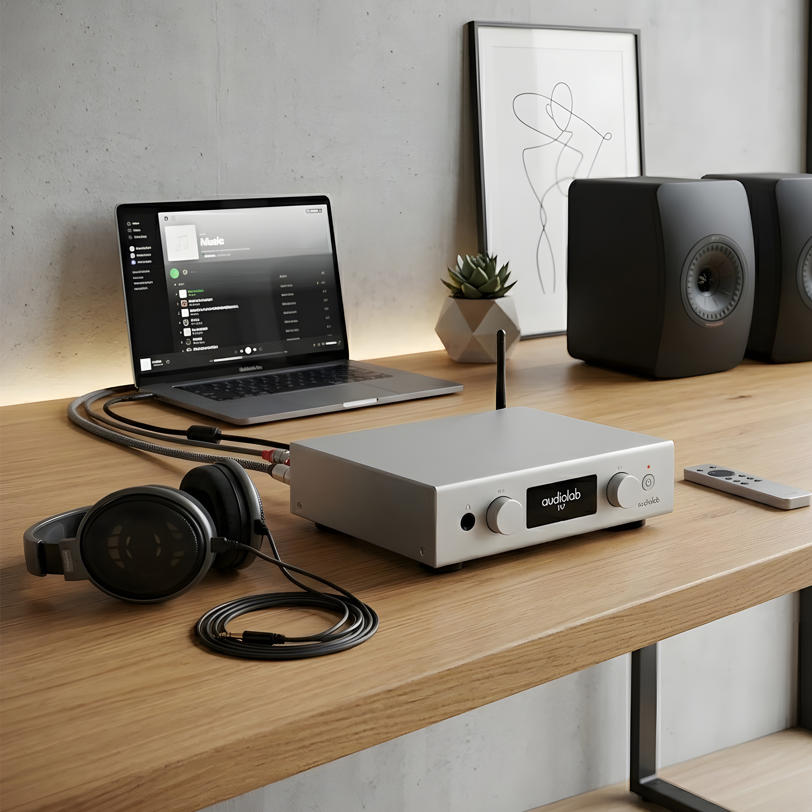 audiolab D7 DAC and Headphone Amplifier on a office desk