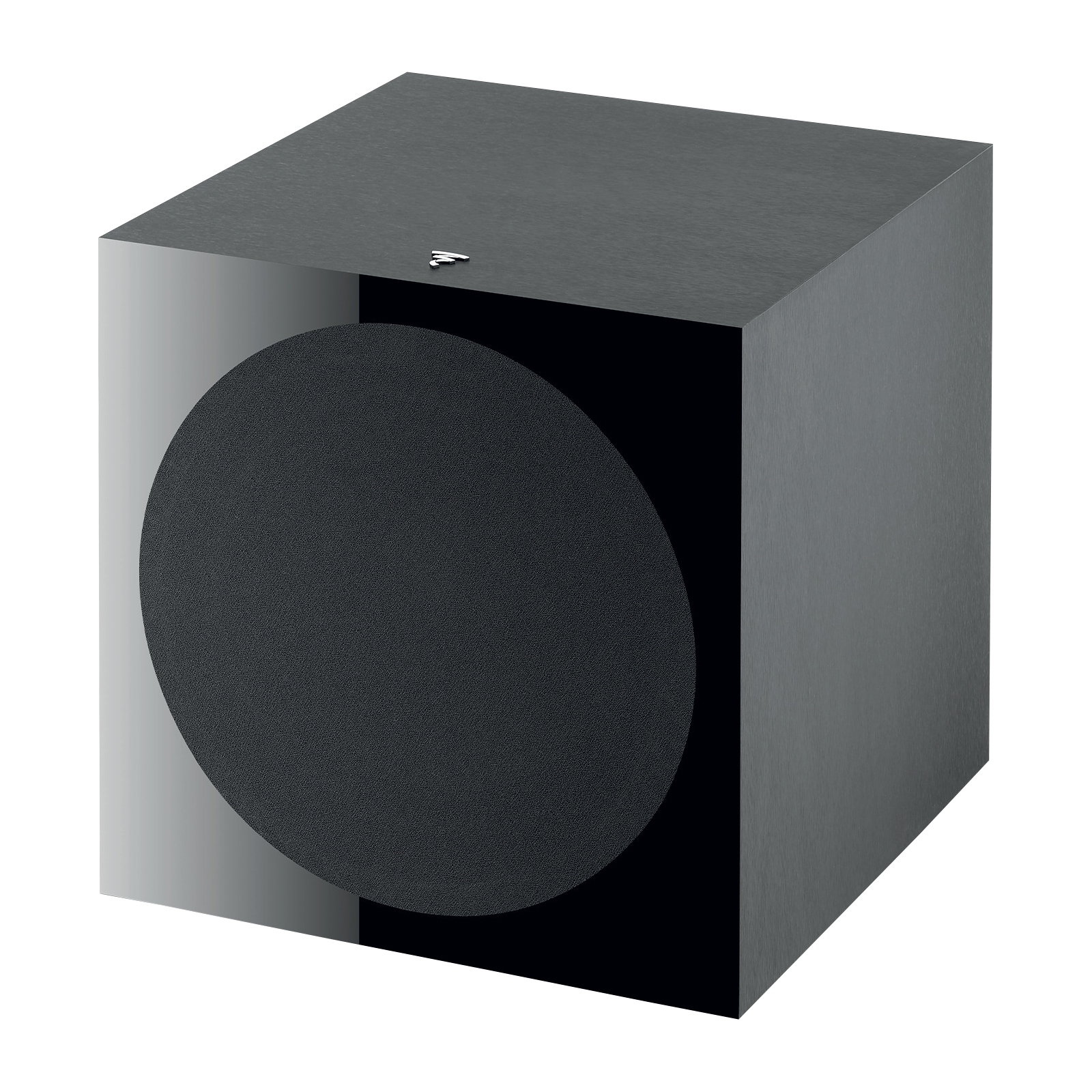 Focal SUB 600P powered subwoofer front view showing 12-inch Polyglass driver in black vinyl finish
