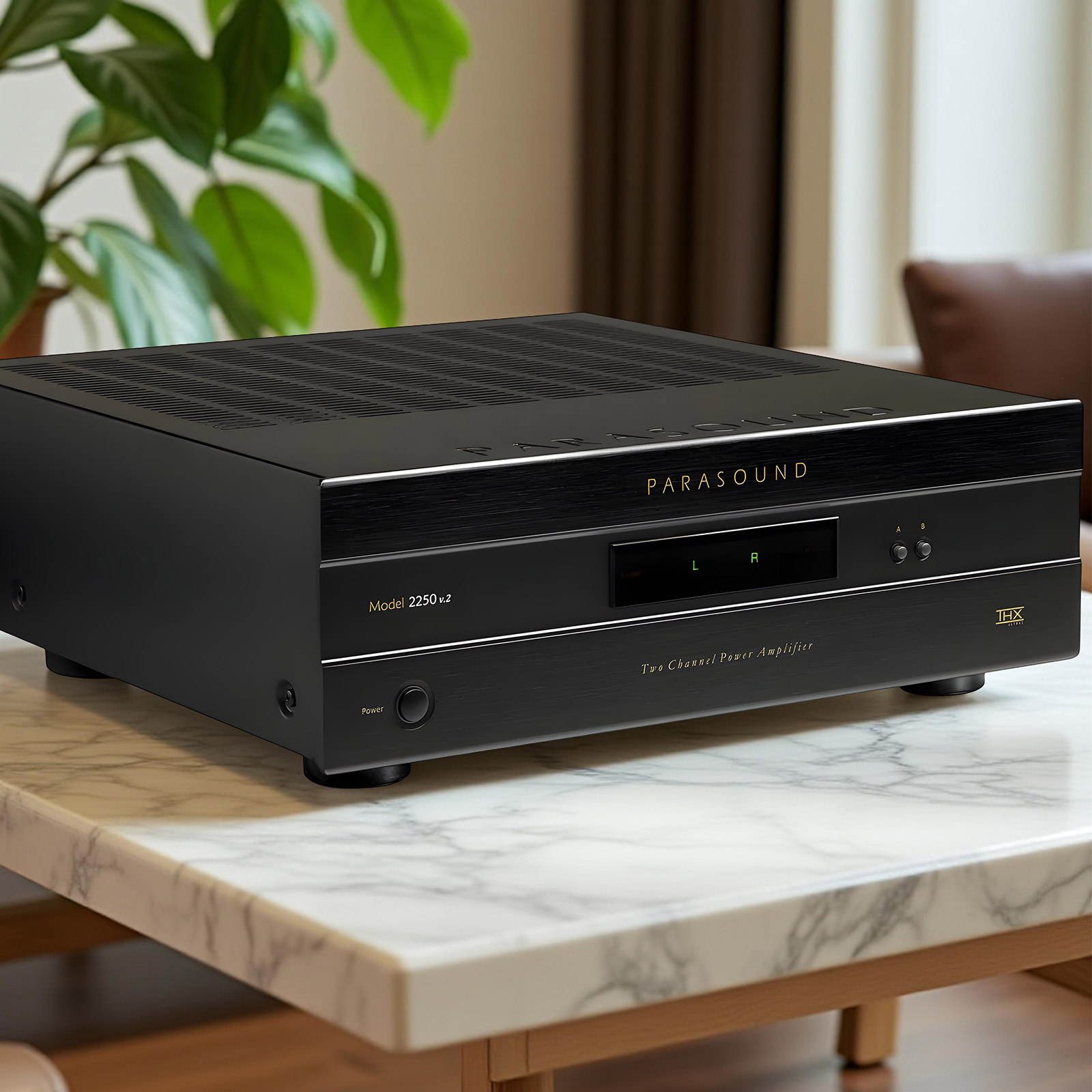 A black NewClassic 2250 V.2 on a marbled table top.