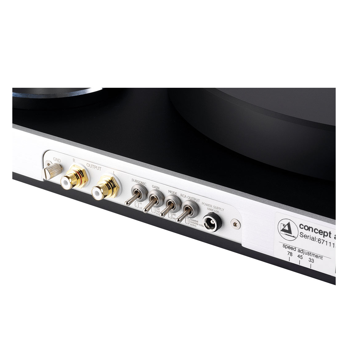 Back of Clearaudio Concept AiR Turntable