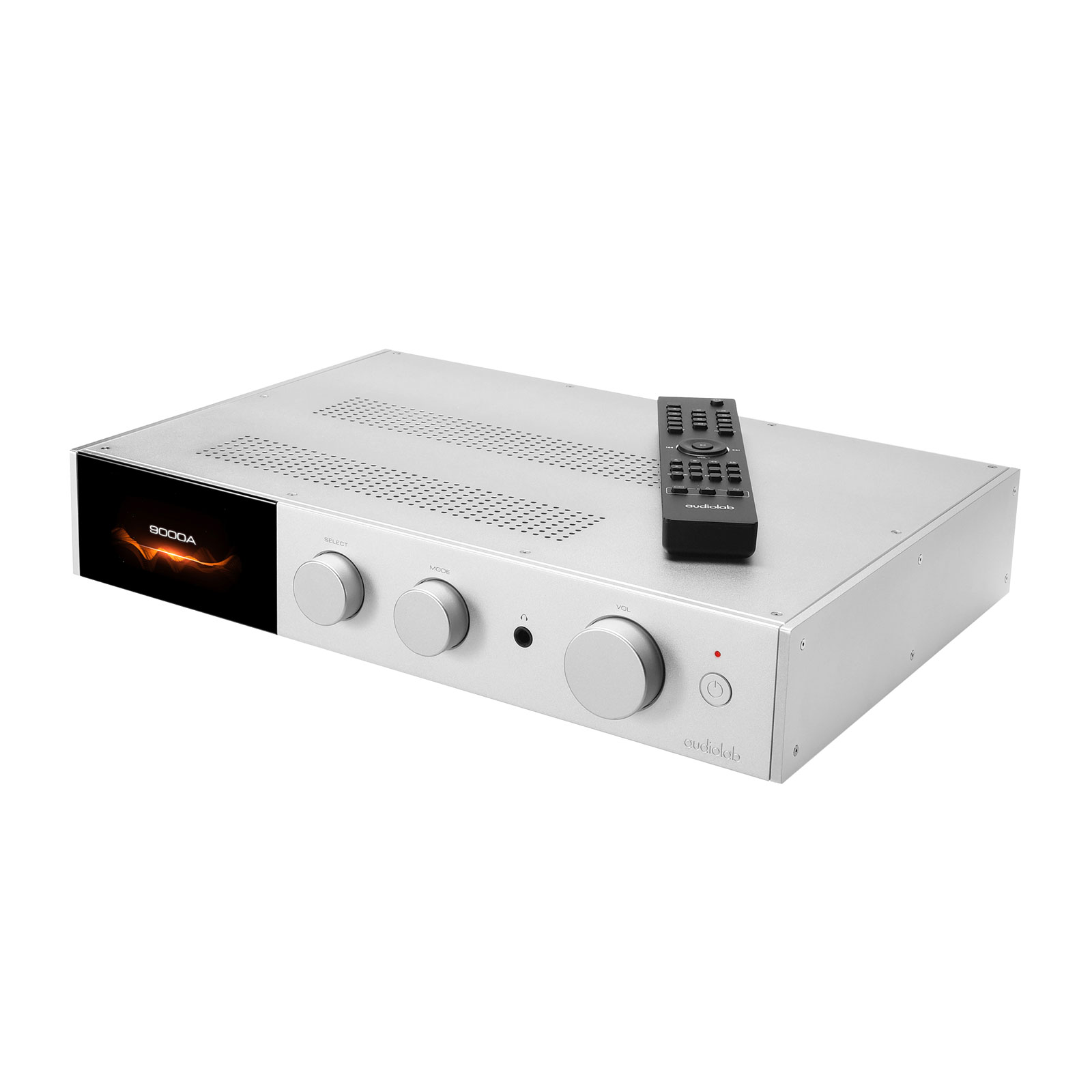 Full display of Audiolab 9000A Integrated Amplifier Silver with remote