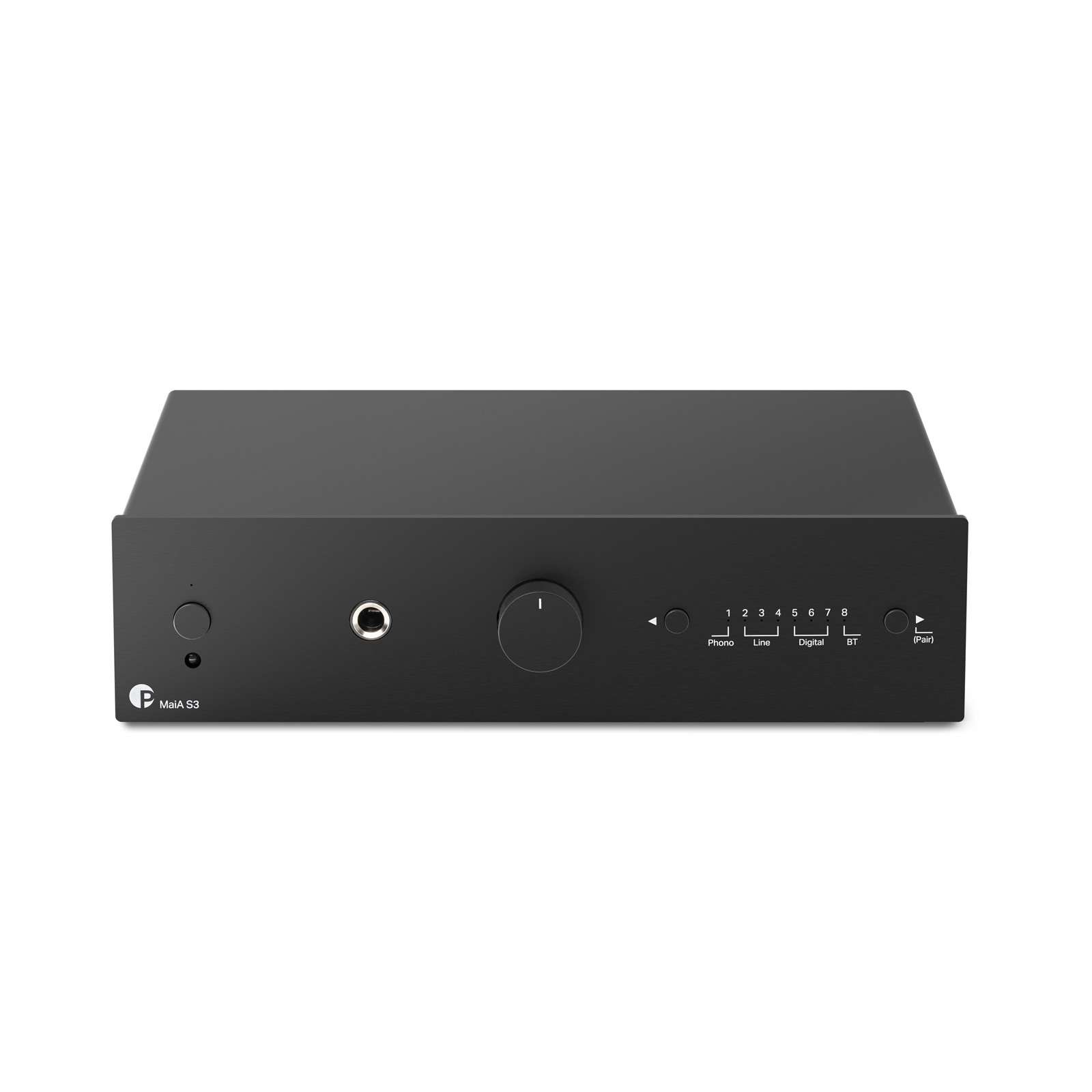 Upper front of Pro-Ject MaiA S3 Integrated Amplifiers Black