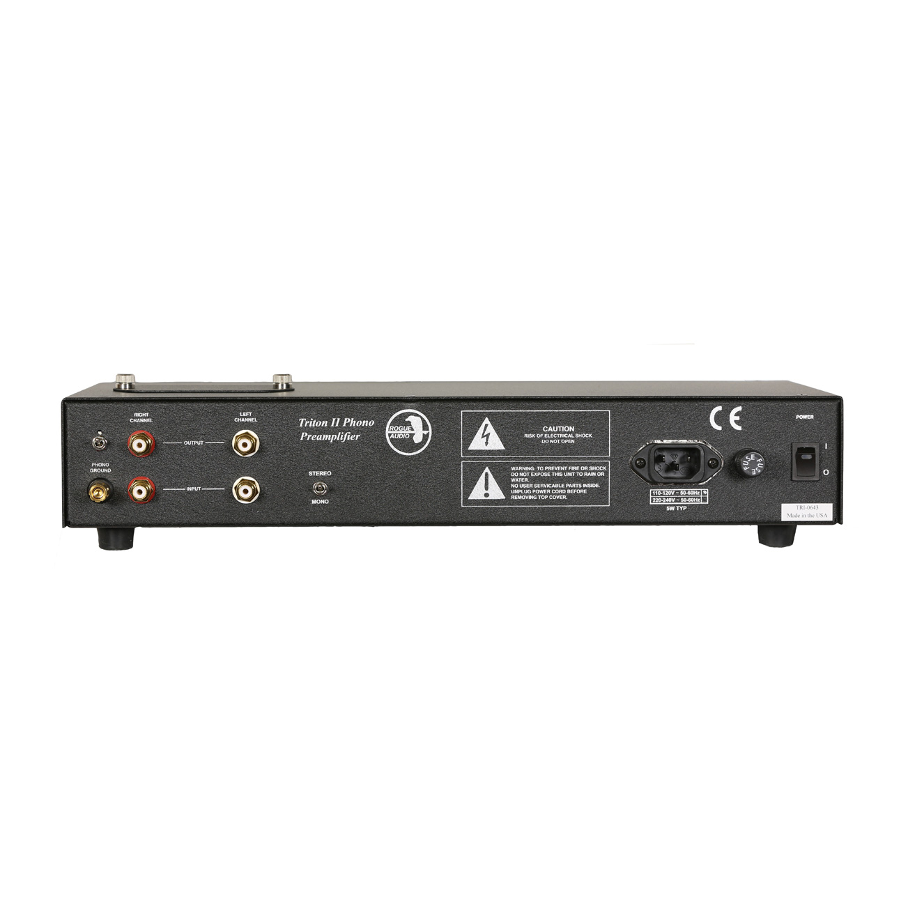 Back of Rogue Audio Triton II Solid State Phono Preamplifier