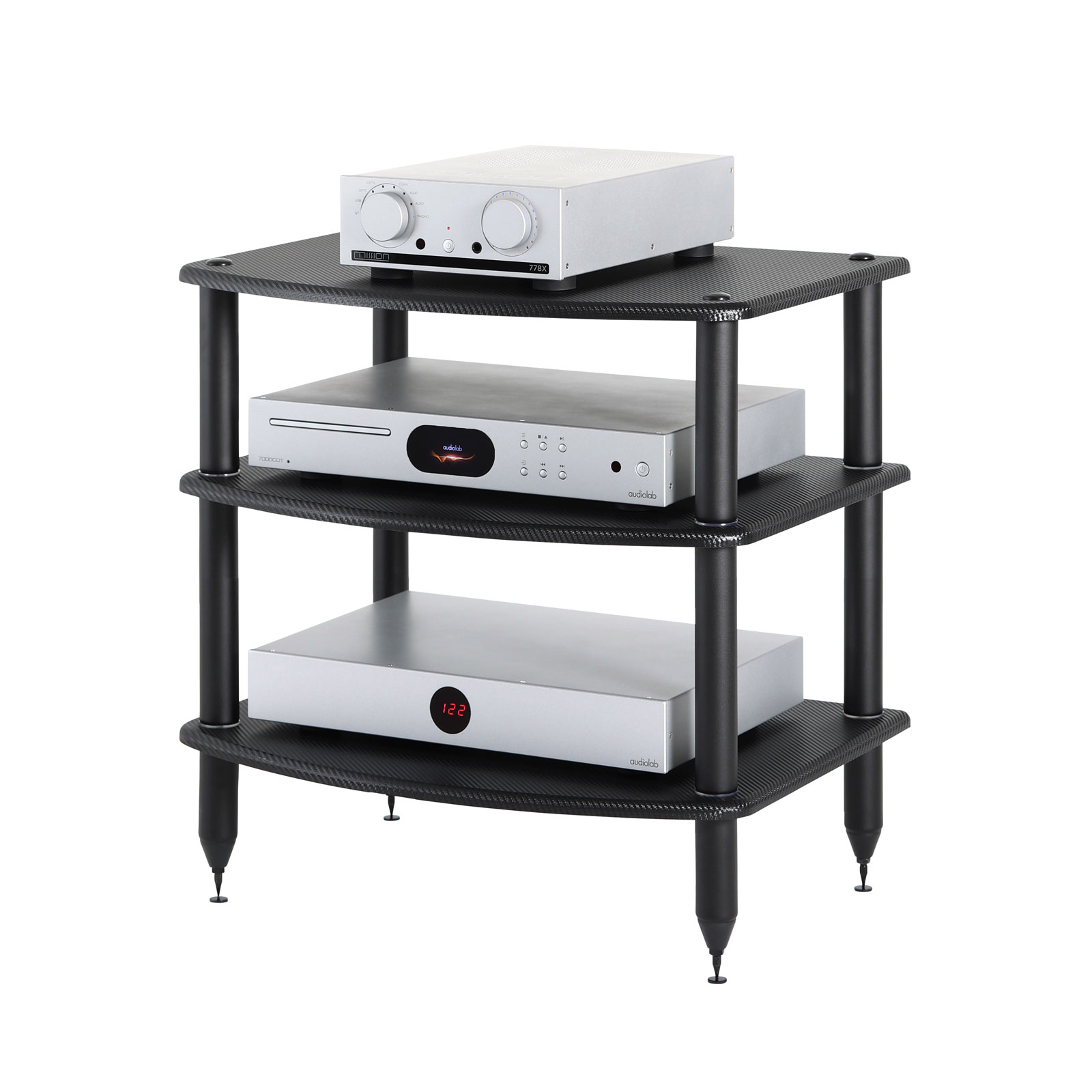 Pangea Audio Vulcan 3-Shelf Audio Rack - Carbon Fiber Shelves