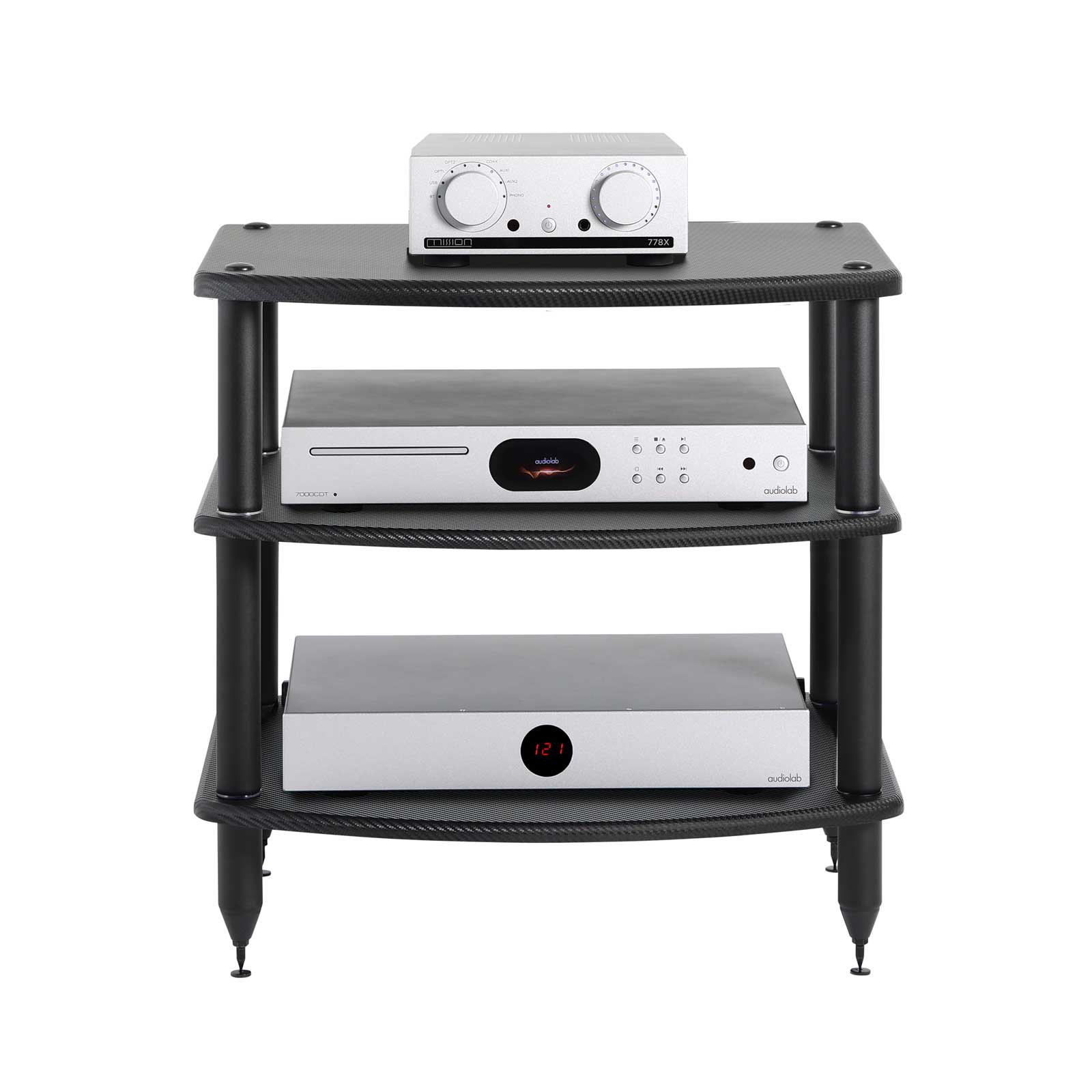 Pangea Audio Vulcan 3-Shelf Audio Rack - Carbon Fiber Shelves