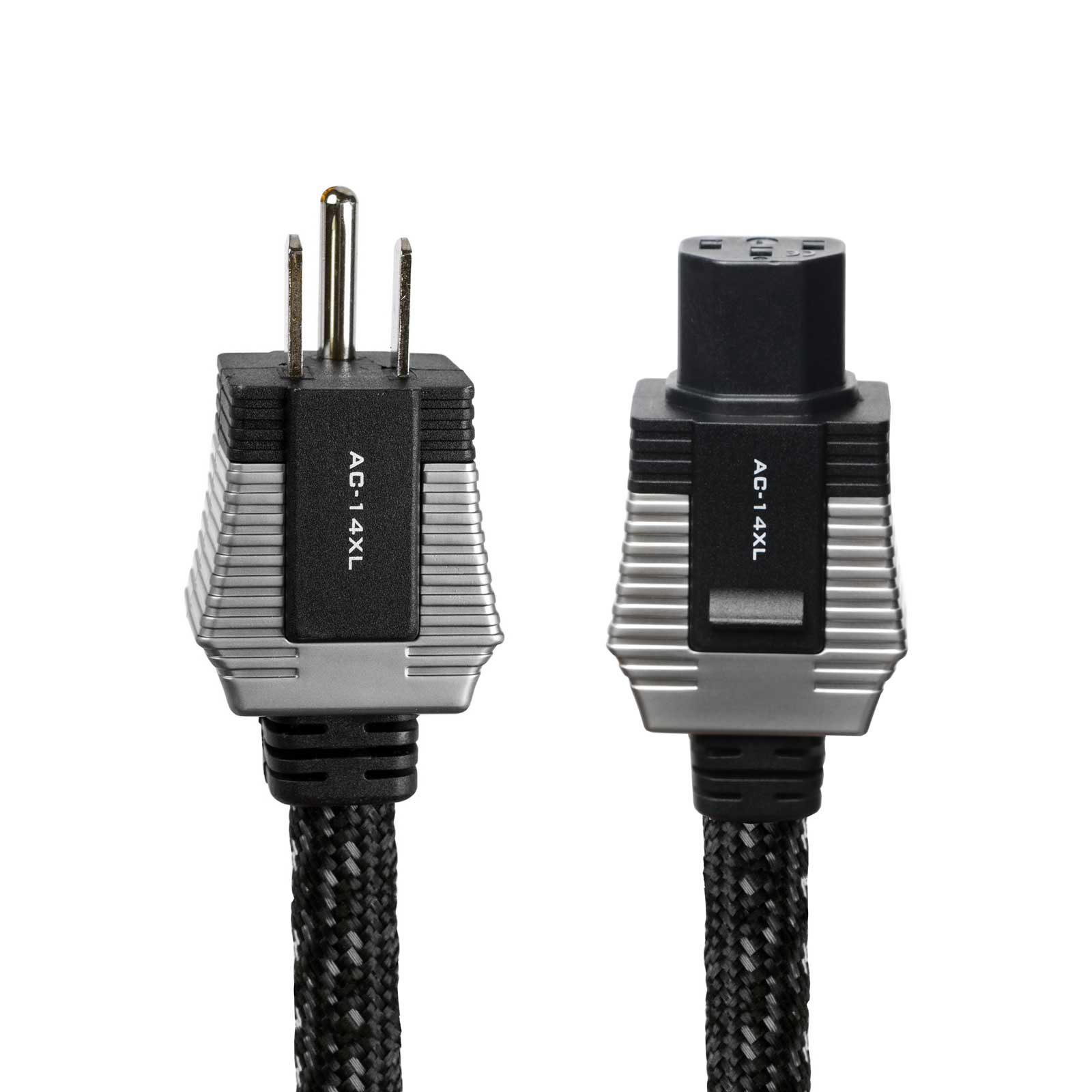 Nema Type 5-15 end and IEC C13 end of the Pangea Audio AC-14XL MkII power cable