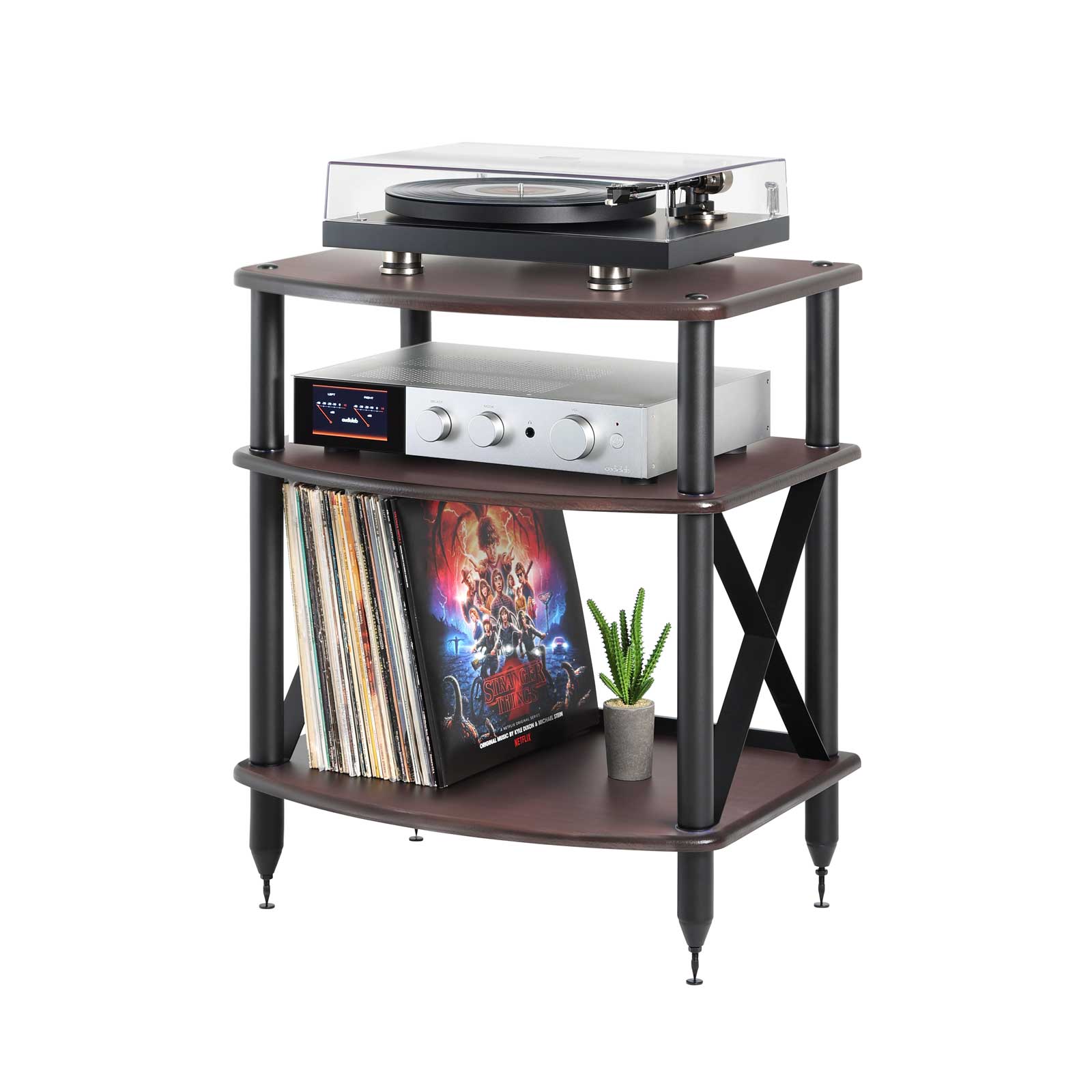 Pangea Audio Turntable Stand with Vinyl Record Storage - Espresso