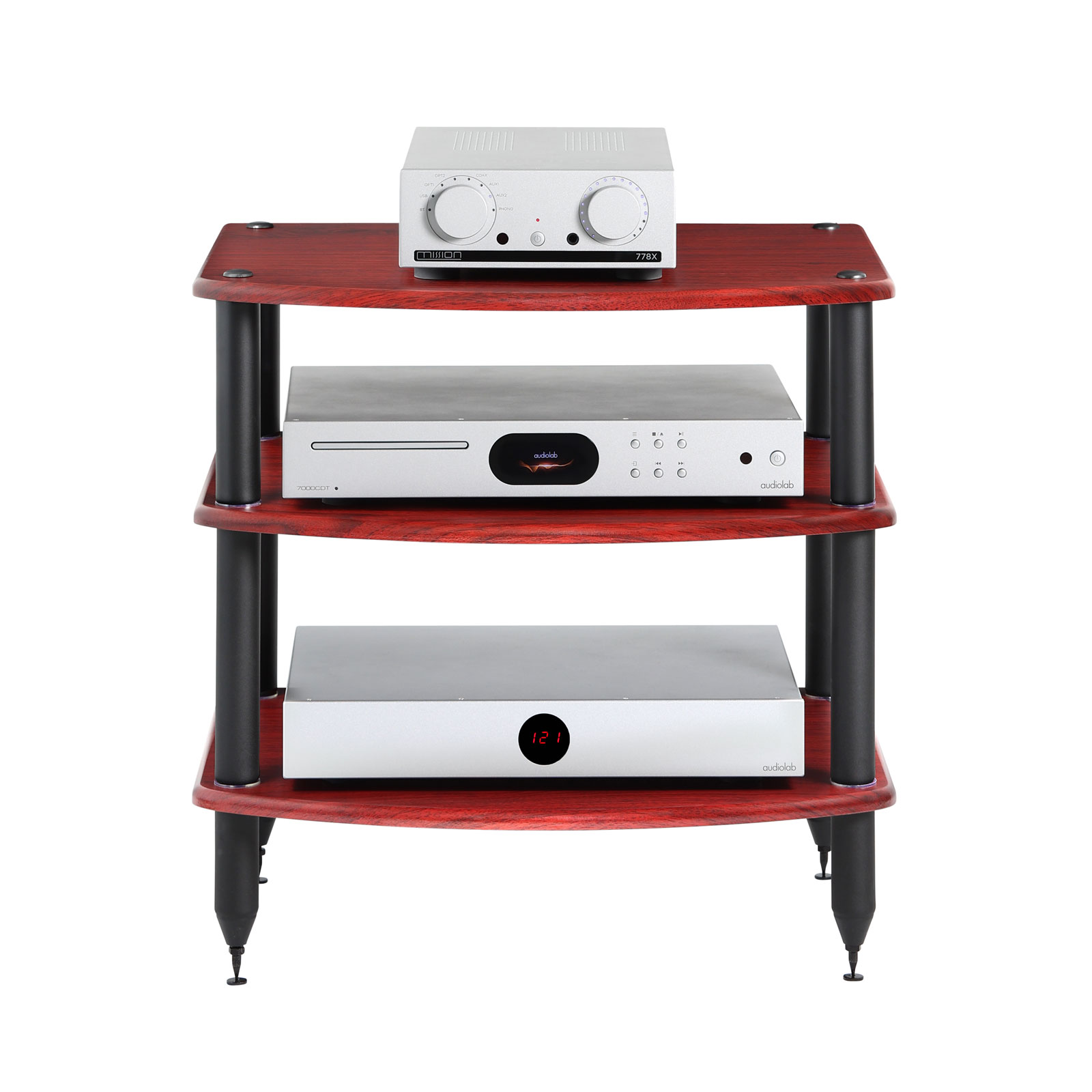 Pangea Audio Vulcan 3-Shelf Audio Rack - Rosenut Shelves