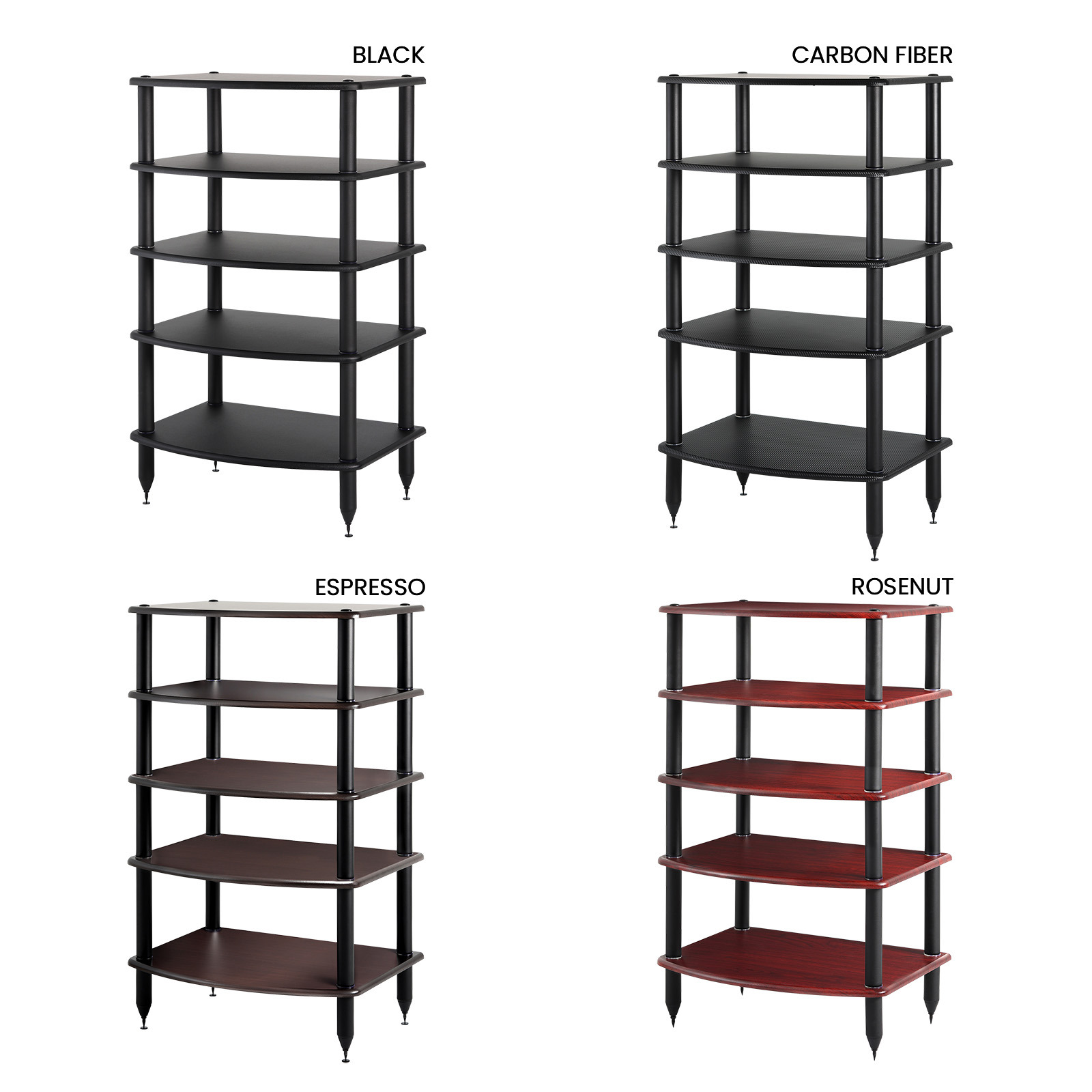 Pangea Audio Vulcan 5-Shelf Audio Rack - Rosenut Shelves