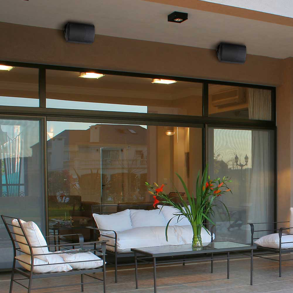 Home display of MartinLogan ML-65AW All-Weather Speakers