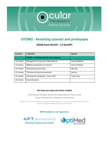 OTOM2 - Revisiting cataract and presbyopia 