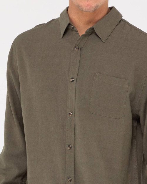 Overtone Long Sleeve Linen Shirt - Savanna