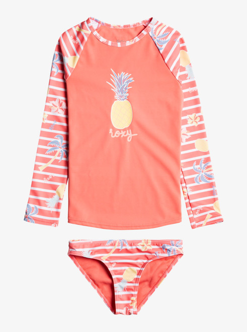 Girls 2-7 Little Pineapple Long Sleeve UPF 50 Rash Vest Set - Tea Rose Holiday Dreaming