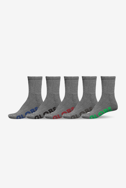 Large Stealth Crew Sock 5 Pack (12-15) - Grey