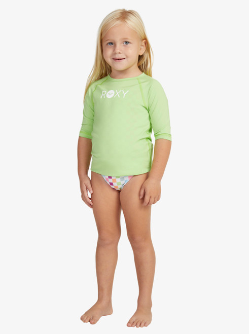 Girls 2-7 Essential Short Sleeve Rash Vest - Jade Lime
