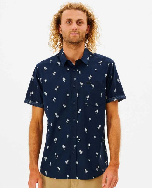 Paradise Palms Short Sleeve Shirt - Navy