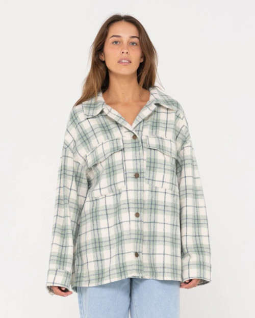 Stemming Oversized Plaid Shirt - Faded Pistachio