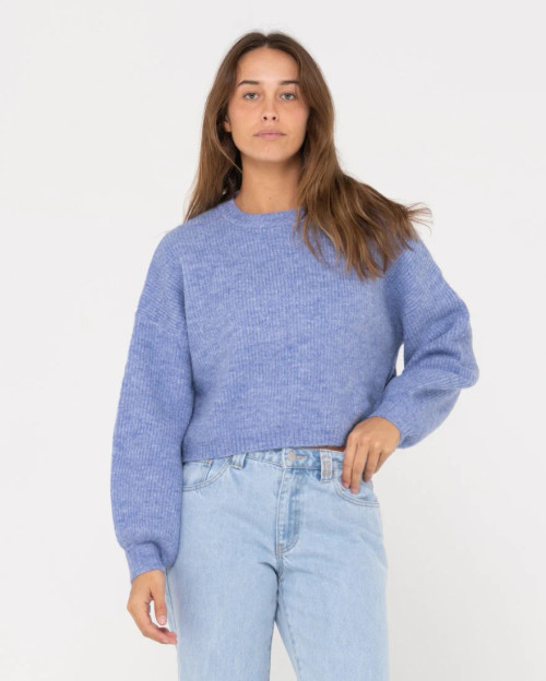 Sundae Oversized Cropped Crew Neck - Periwinkle Blue