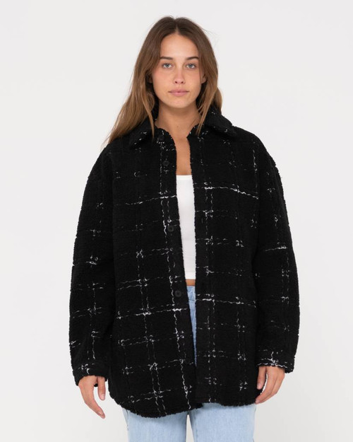 Alma Oversized Sherpa Jacket - Black