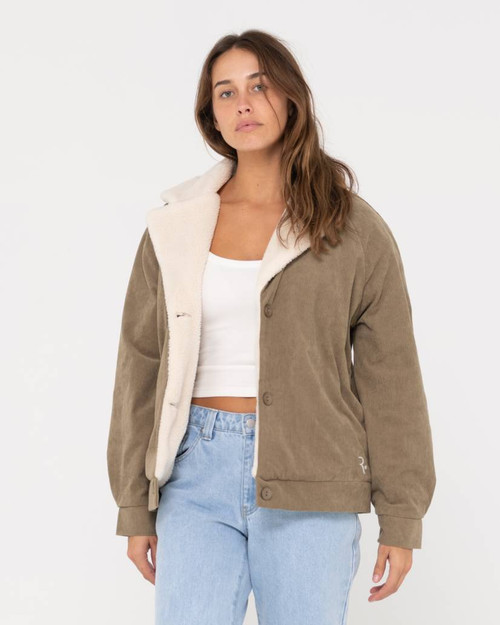 The Secret Relaxed Fit Cord Jacket - Faded Pistachio