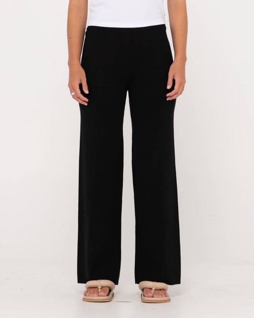 Amelia High Waisted Wide Leg Knit Pant - Black