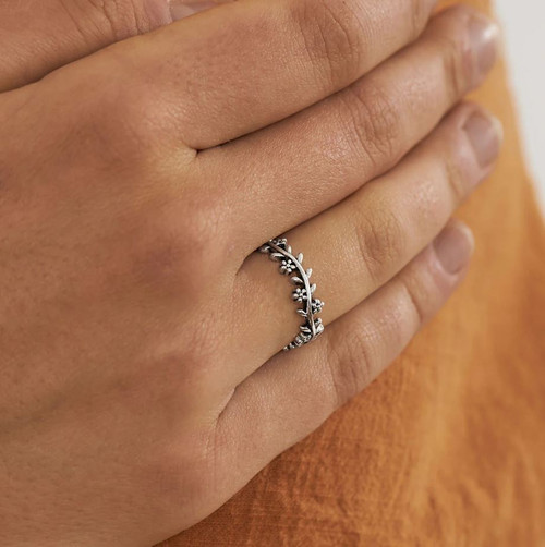 Floral Halo Ring - Silver 