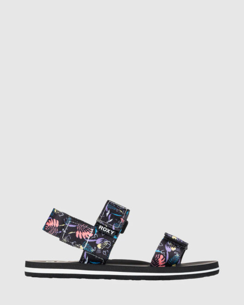 Girls Roxy Cage Sandals - Black Print