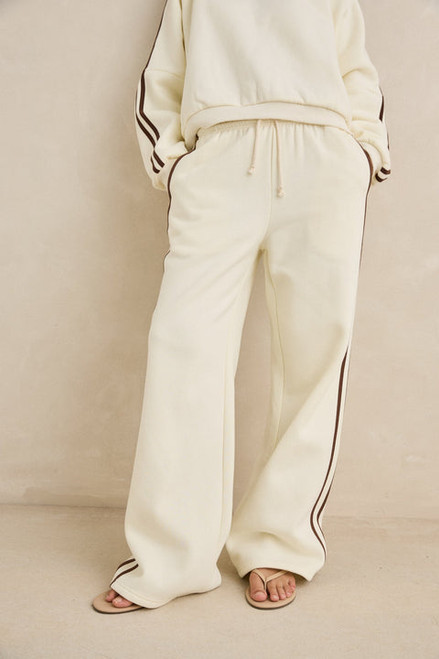 Contrast Track Pant - Cream