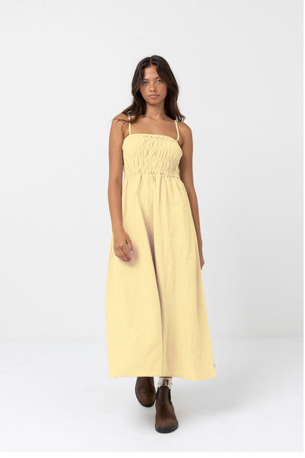 Classic Shirred Midi Dress - Butter