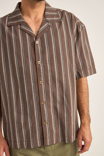 Baja Relaxed Stripe Ss Shirt - Cafe