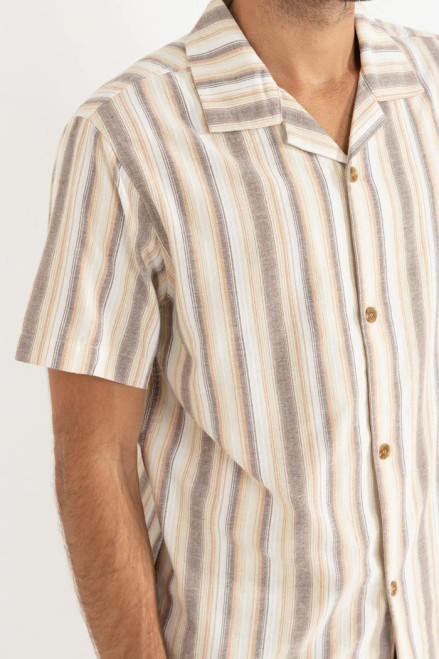 Vacation Stripe Ss Shirt - Tobacco