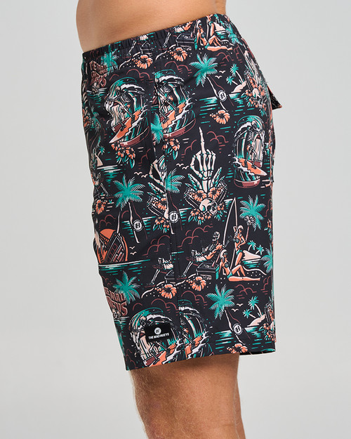 She'll Be Right 18" Swim Volley Shorts - Black