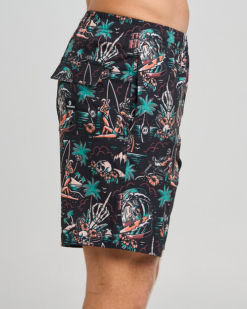 She'll Be Right 18" Swim Volley Shorts - Black