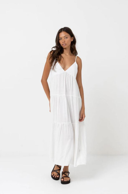 Classic Tiered Midi Dress - White