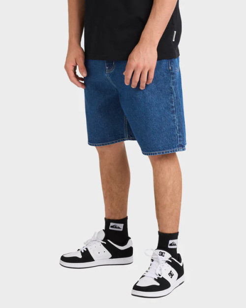 Impaired Baggy Denim Shorts - Denim