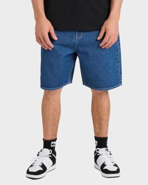 Impaired Baggy Denim Shorts - Denim