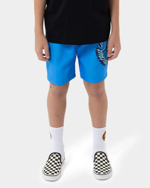 Flame Ringed Dot Boys Boardshort - Blue