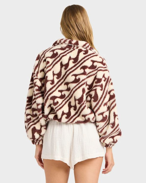 Womens Dark Wave Half Zip Pullover - Teak