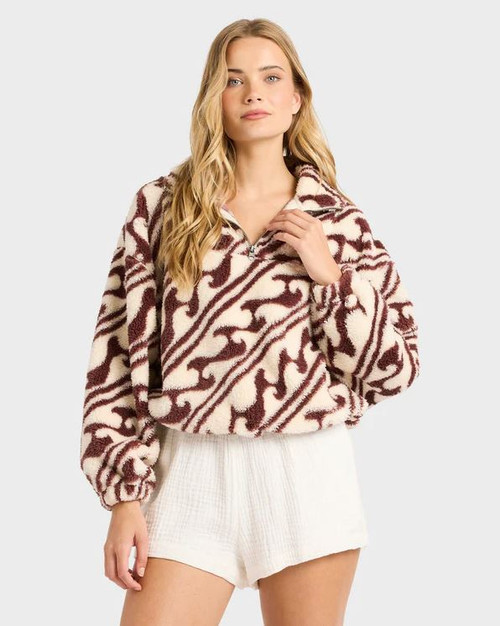 Womens Dark Wave Half Zip Pullover - Teak