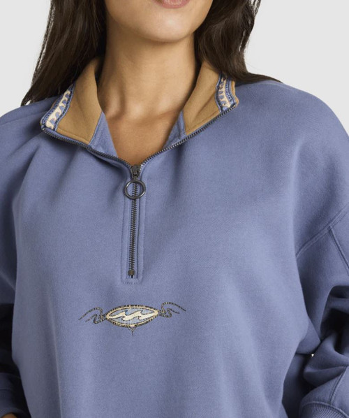 Wave Break Half Zip Crew - Blue