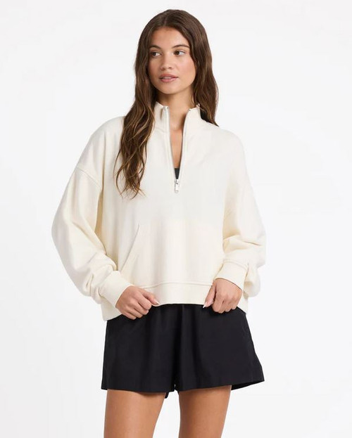 Movin Up Half Zip Fleece Jumper - Bone