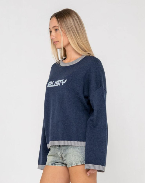 Rider Relaxed Crew Neck Knit - Navy