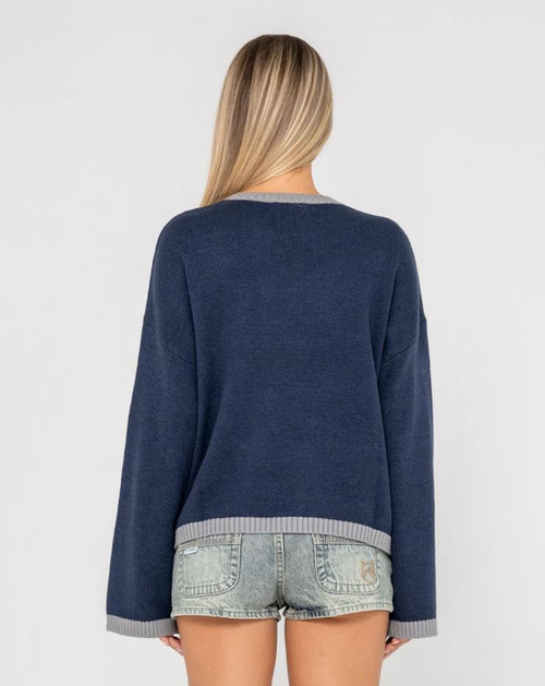 Rider Relaxed Crew Neck Knit - Navy