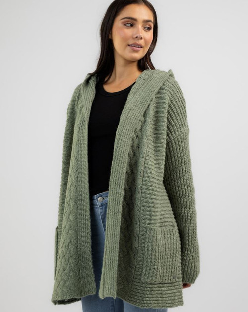 Homeward Bound Knit Cardigan - Light Army