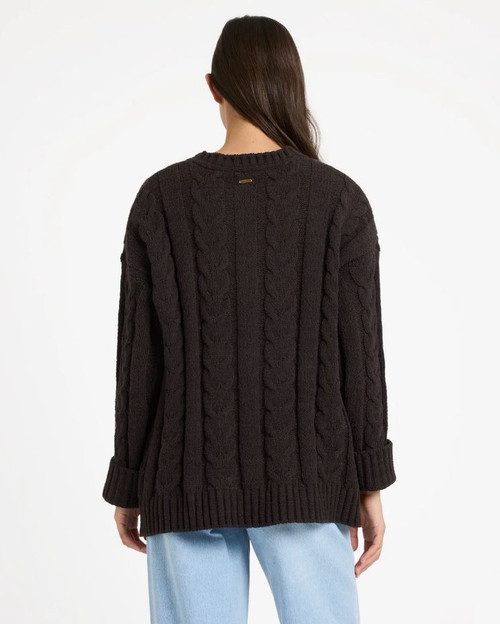 Cable Cover Crew Neck Sweater - Vintage Black