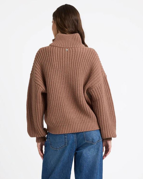 So Cozy Half Zip Jumper - Mocha