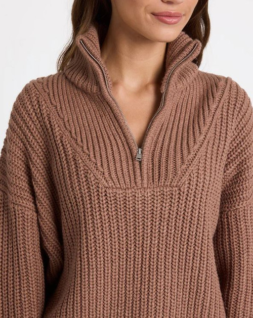 So Cozy Half Zip Jumper - Mocha