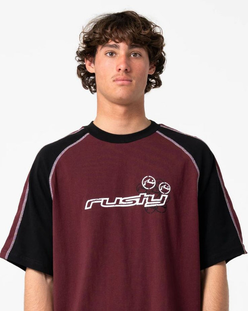 Omac Graphic Oversized Tee - Burgundy