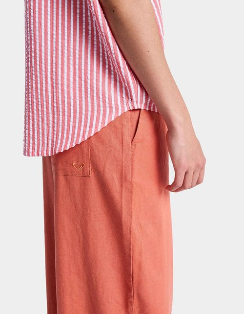 Beachy Short Sleeve Shirt - Hibiscus Sunrise Stripe