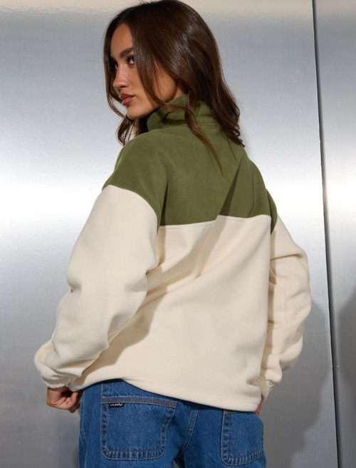 Central Division Quarter Zip Polar Fleece - Khaki/ Green